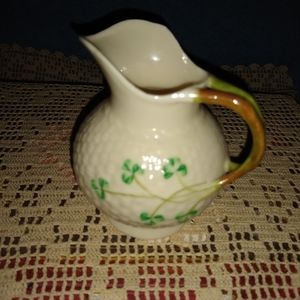 Belleek shamrock creamer. 4".